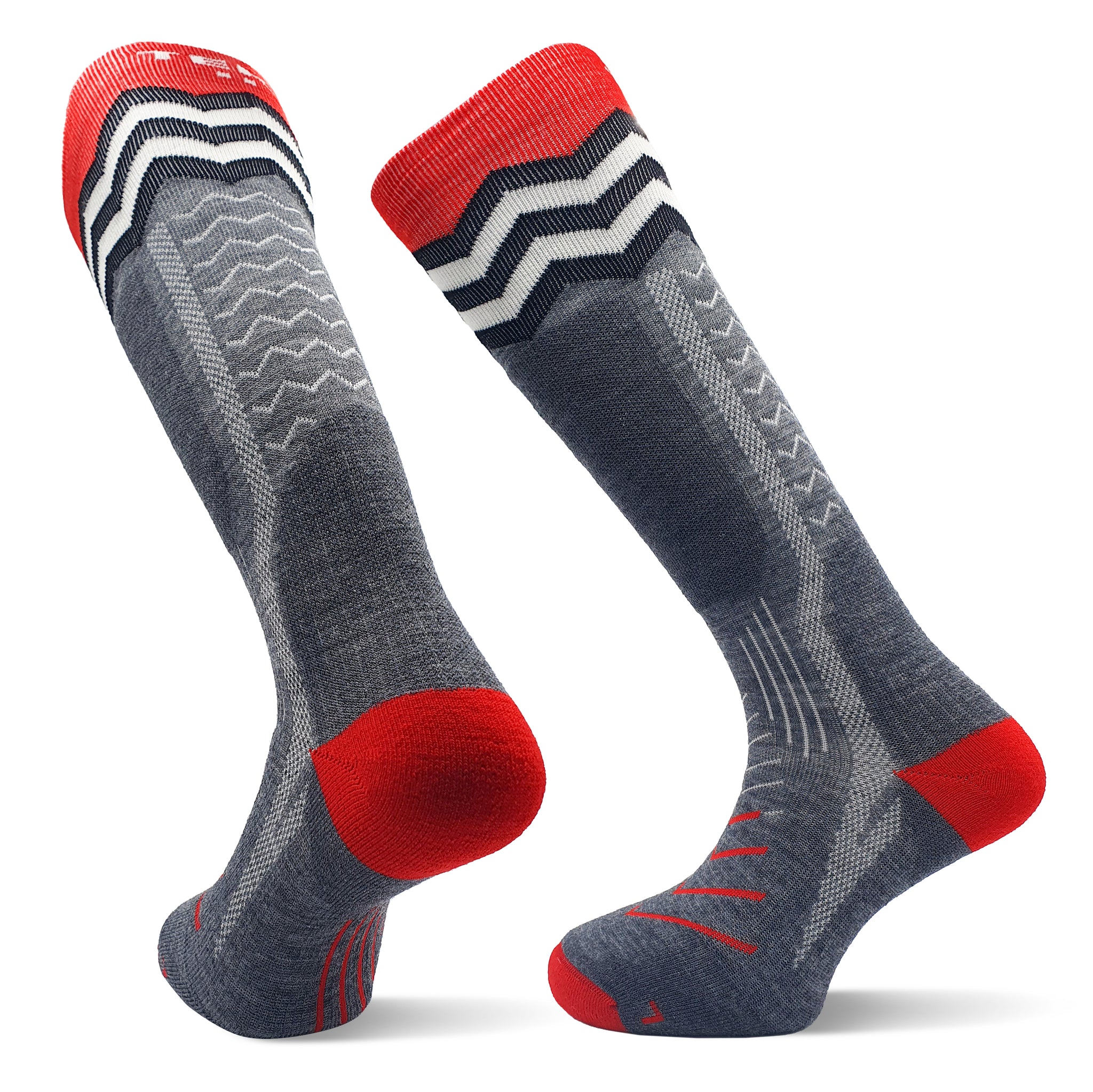 salomon focus ski socks TEKO eco SKI 3.0 All-Mountain Medium Cushion Merino Wool SKI & Snowboard Socks X-Large / Grey/Red